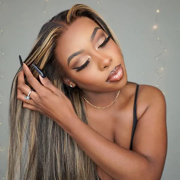 Ship In 24 Hours P1B/27 Blonde Highlight Straight/Body Wave 8*5 Pre Cut Lace Glueless Wig - Image 3