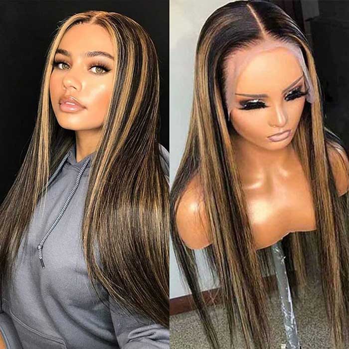 Ship In 24 Hours P1B/27 Blonde Highlight Straight/Body Wave 8*5 Pre Cut Lace Glueless Wig - Image 6