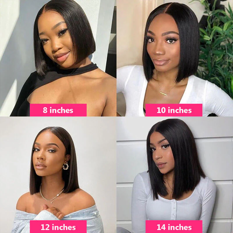 Subella Short Bob Wigs Straight Hair 4x4 HD Transparent Lace Closure Human Hair Wigs With Full Ends - Image 6