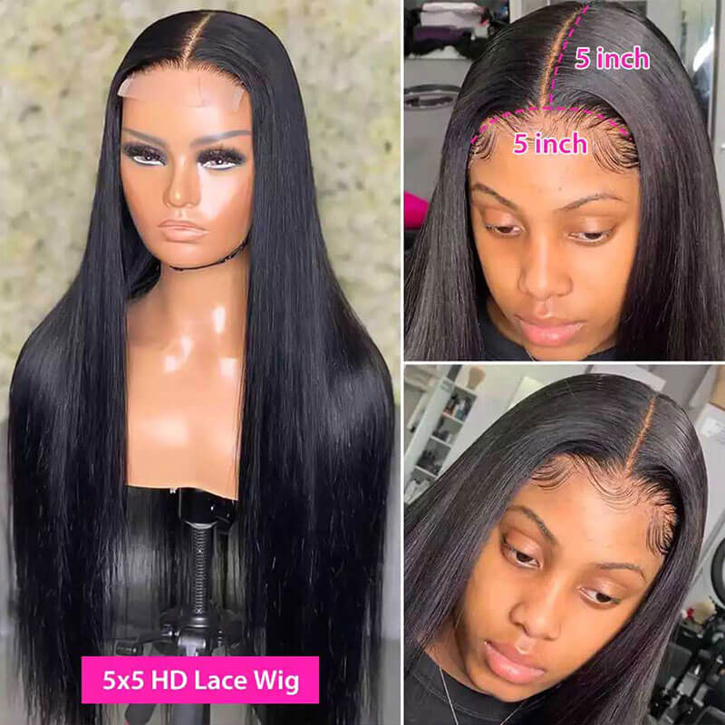 Straight 5*5 Wigs Realistic HD Transparent 5*5 Lace Closure Wig | SUBELLA HAIR - Image 5