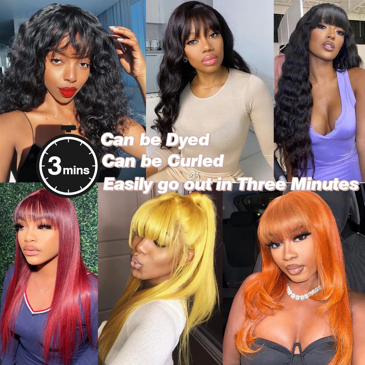 Straight Wig With Bangs Natural Color Top Lace Straight Human Hair Glueless Wig - Image 7
