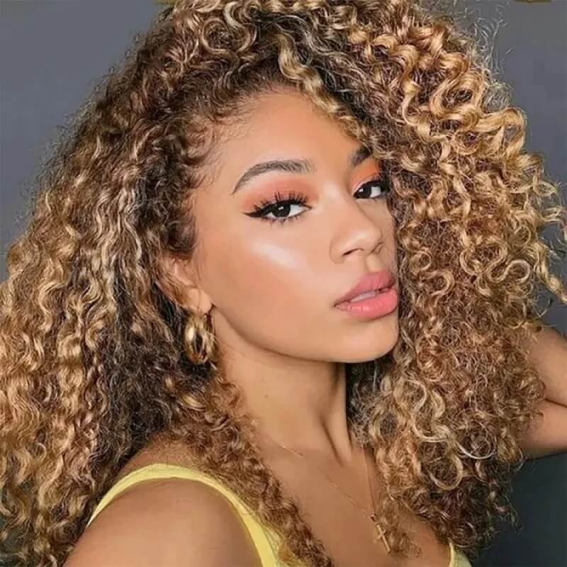 Subella 4/27 Highlight Wig Human Hair Brown Colored HD Transparent Lace Front Wig - Image 8