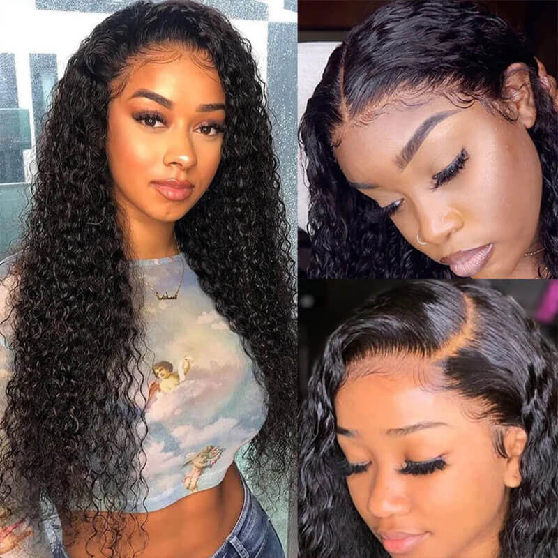 Subella 4x4 HD Transparent Lace Closure Human Hair Curly Wigs Pre Plucked Natural Black Color 180% Density - Image 5