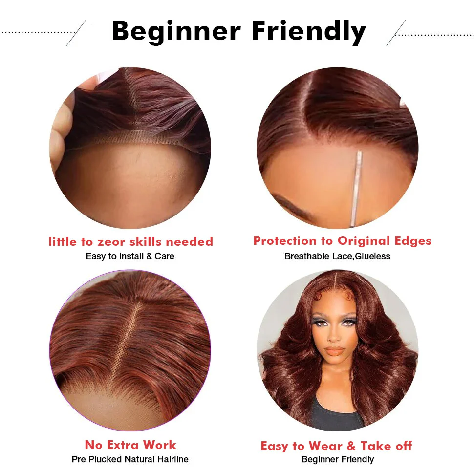 20"=$119 Subella 8x5 HD Lace Put On And Go Glueless Wigs Reddish Brown Body Wave Pre-Cut Lace Wigs Special Offer - Image 6