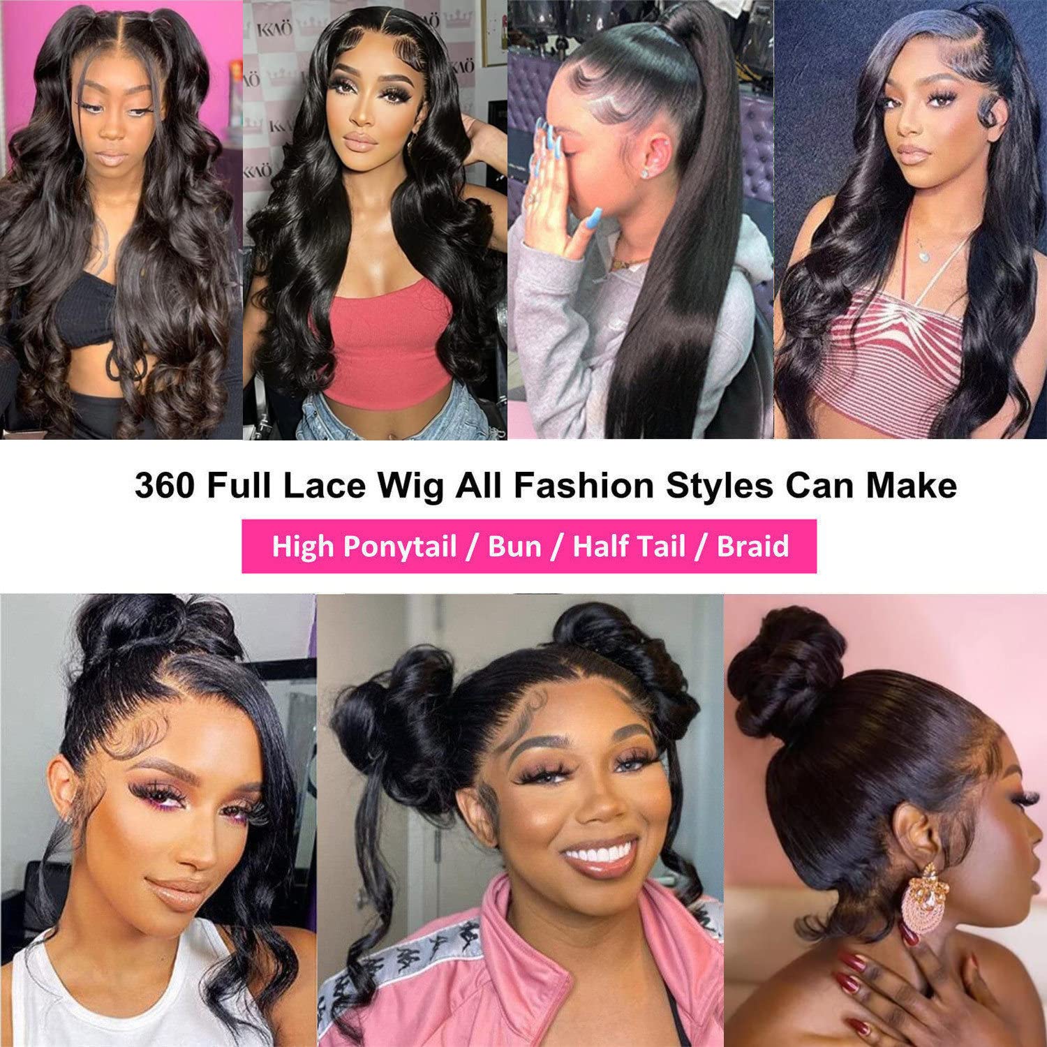 Subella Breathable 360 HD Transparent Lace Wig Pre Plucked Body Wave Human Hair Wig Natural Hairline - Image 6