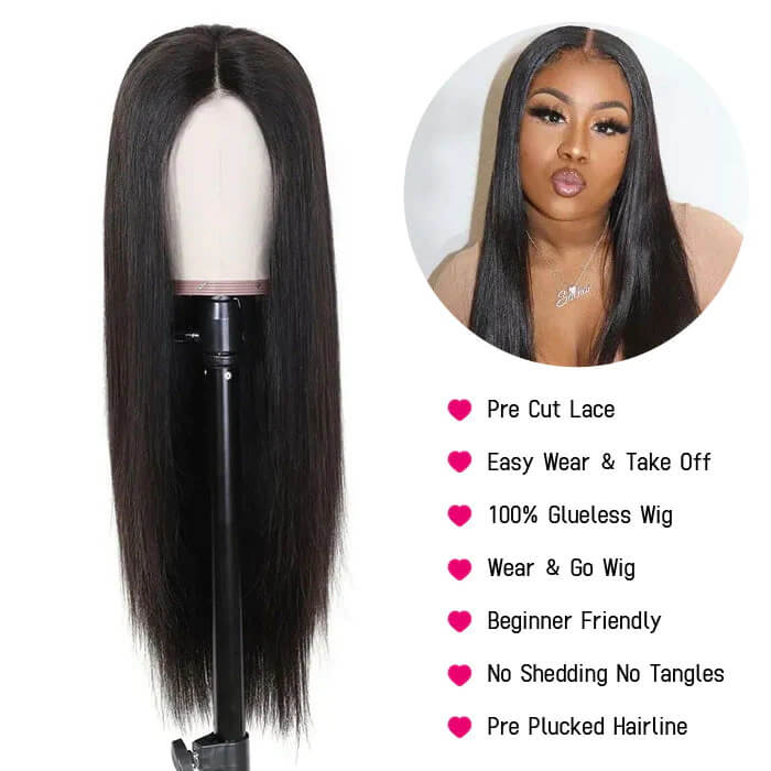 Silky Straight Put On And Go Glueless Wigs With Pre Cut Lace Natural Hairline HD Lace Closure Wigs Beginner Friendly - Image 4