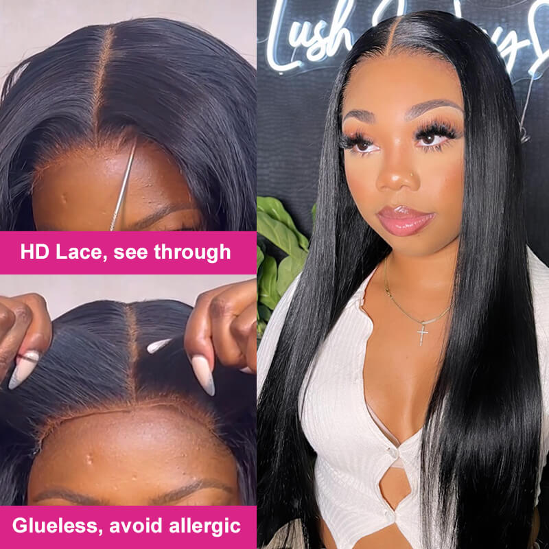 Silky Straight Put On And Go Glueless Wigs With Pre Cut Lace Natural Hairline HD Lace Closure Wigs Beginner Friendly - Image 6