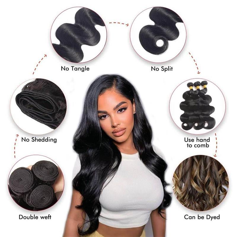 Subella Hair 3 Pcs/pack Brazilian Virgin Hair Body Wave Bundles Brazilian Human Virgin Hair Extensions - Image 6