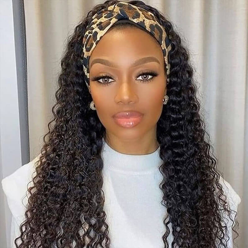 Subella Hair Curly Headband Wig Human Hair Glueless Wig No Lace Wig - Image 4
