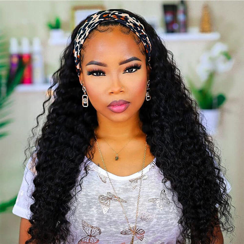 Subella Hair Curly Headband Wig Human Hair Glueless Wig No Lace Wig - Image 5