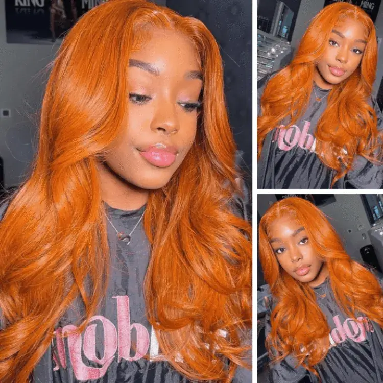 Subella Hair Ginger Color 13x4 HD Lace Front Wig Body Wave Colored Human Hair Wigs - Image 5