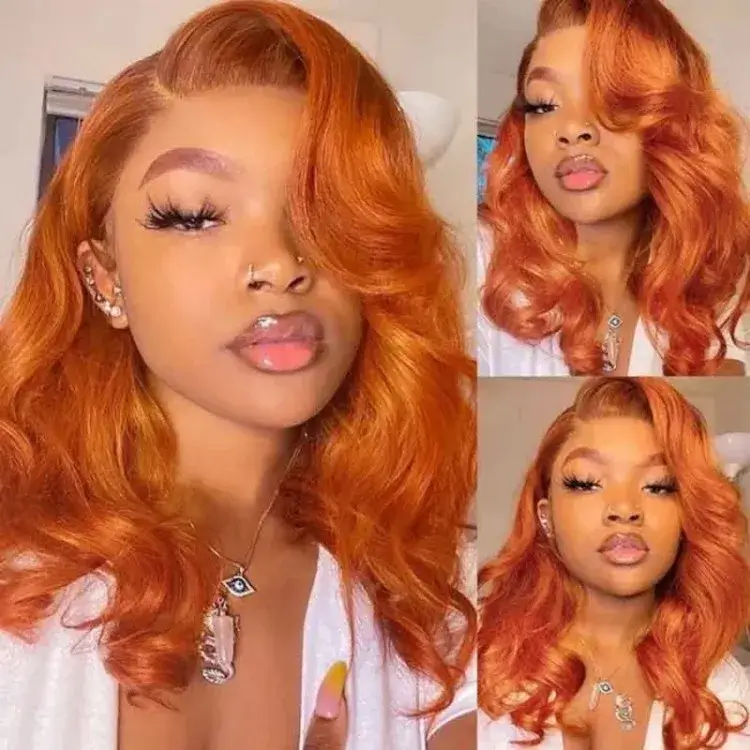 Subella Hair Ginger Color 13x4 HD Lace Front Wig Body Wave Colored Human Hair Wigs - Image 6
