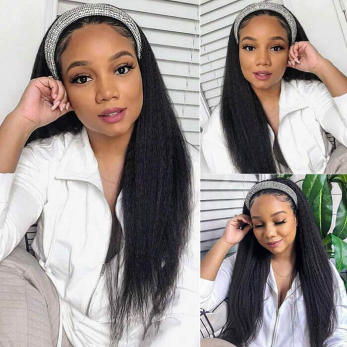 Subella Hair Kinky Straight Headband Wig Glueless Wigs Human Hair Headband Wigs For Women - Image 6