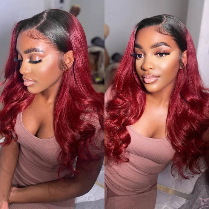 Subella Hair T1B/99j Ombre Body Wave Human Hair 3 Bundles With 4x4 Lace Closure - Image 6