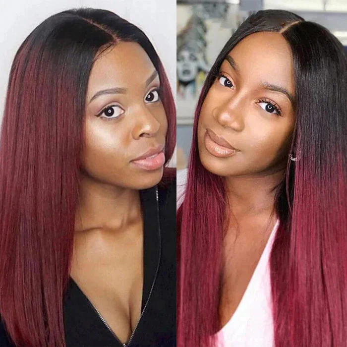 Subella Hair T1B/99j Ombre Straight Human Hair 3 Bundles With 4x4 Lace Closure - Image 6