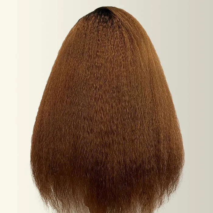 T1B/30 Dark Roots 4C Kinky Edges Hairline Kinky Straight Glueless Wig Pre Cut HD Lace Ombre Human Hair Wigs - Image 4