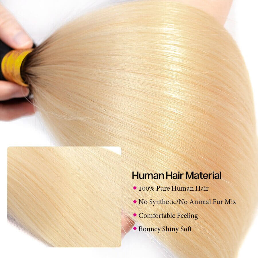 T1B/613 Ombre Straight Human Hair 3 Bundles With 4x4 Lace Closure - Image 5