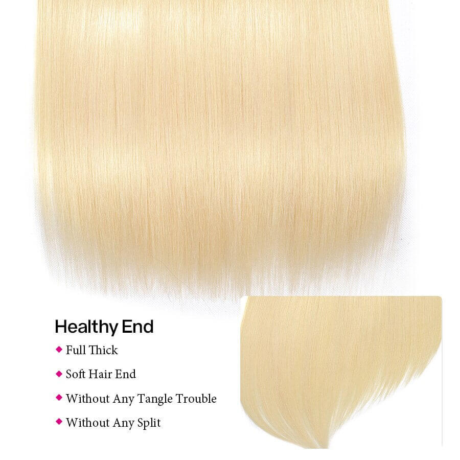 T1B/613 Ombre Straight Human Hair 3 Bundles With 4x4 Lace Closure - Image 6