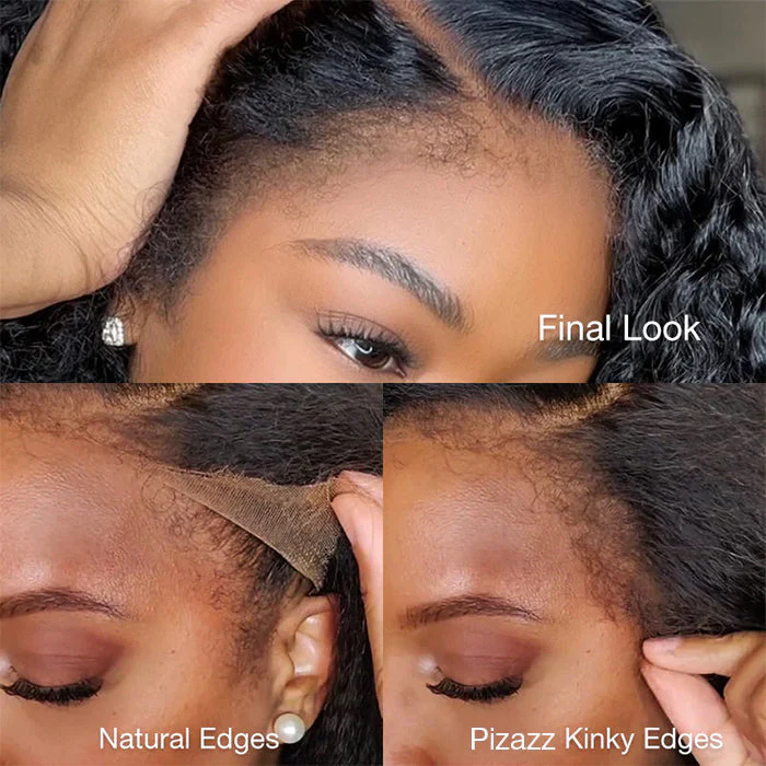 Type 4C Edges Reddish Brown Kinky Straight HD Lace Front Wig Glueless Yaki Human Hair Wigs - Image 6
