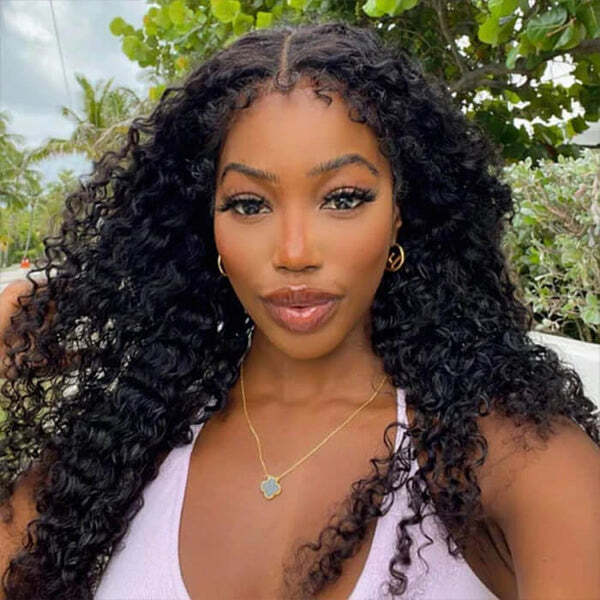 4C Hairline Wig Deep Wave Invisible Lace Front Wigs Top Grade Human Hair With Curly Edges - Image 3