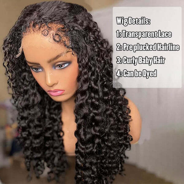 4C Hairline Wig Deep Wave Invisible Lace Front Wigs Top Grade Human Hair With Curly Edges - Image 5