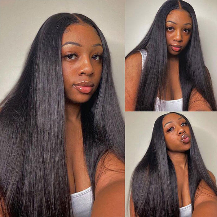 V Part Wig Straight Human Hair No Leave Out Thin Part Upgrade U Part Wig Glueless Wig - Image 4