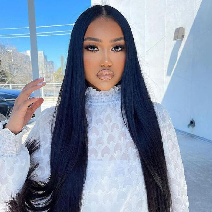V Part Wig Straight Human Hair No Leave Out Thin Part Upgrade U Part Wig Glueless Wig - Image 5