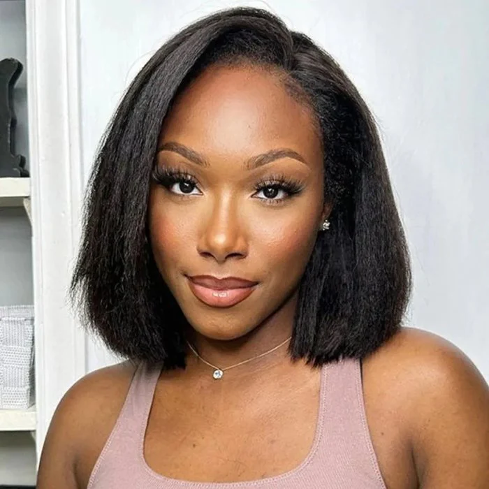 Yaki Straight Bob Wig 8x5 Pre Cut Pre Bleached Pre Plucked Human Hair Lace Wig 220% Density Special Offer - Image 2