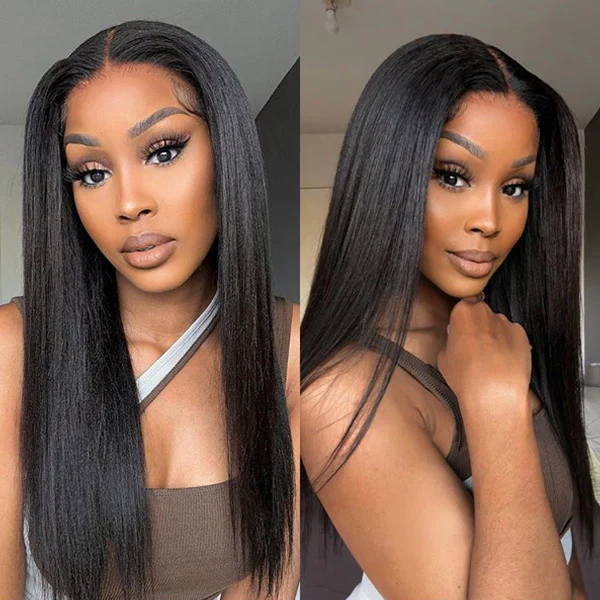 Yaki Straight Glueless Wig Pre Plucked 8x5 Pre Cut HD Lace Put On Go Human Hair Wigs - Image 6